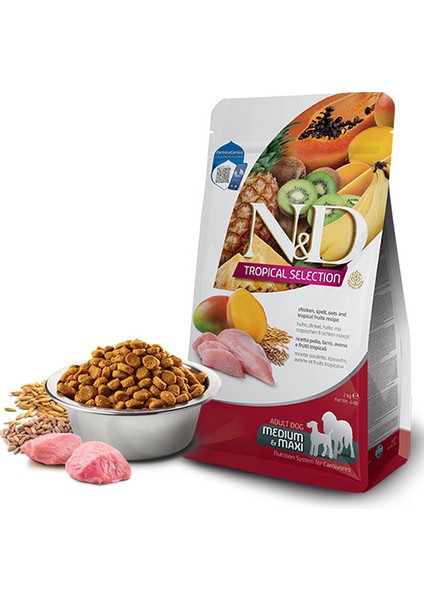 Tropical Selection Tavuklu ve Tropikal Meyveli Orta ve Büyük Irk Yetişkin Köpek Maması 2 kg