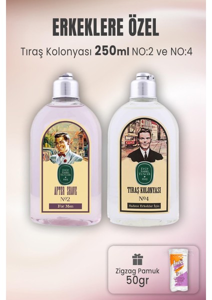 Tıraş Kolonyası No 2, No 4 ve Zigzag Pamuk 50 gr