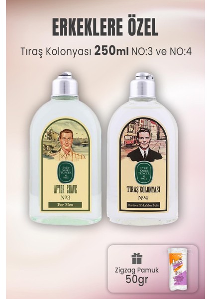 Tıraş Kolonyası No 3, No 4 ve Zigzag Pamuk 50 gr