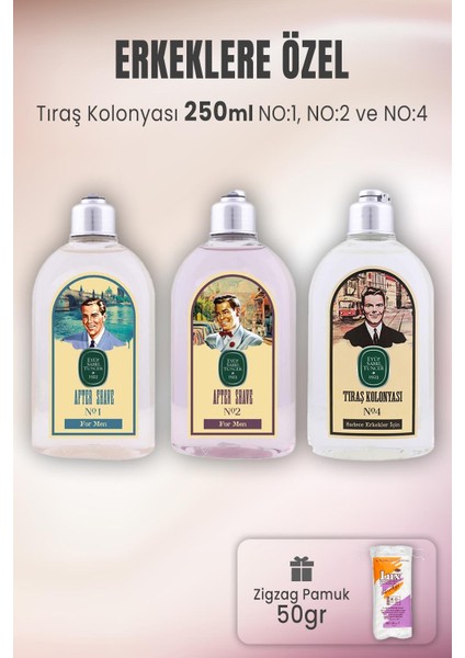 Tıraş Kolonyası Set 1-2-4 ve Zigzag Pamuk 50 gr