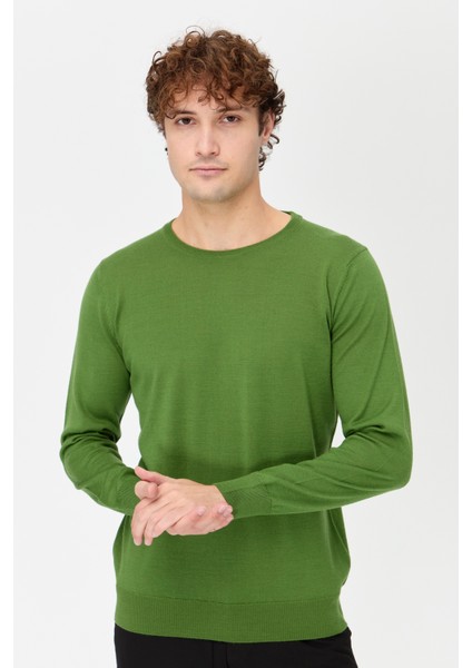 Erkek Basic Sıfır Yaka Ince Triko Kazak A.yeşil fiyatları