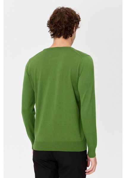 Erkek Basic Sıfır Yaka Ince Triko Kazak A.yeşil fırsatları