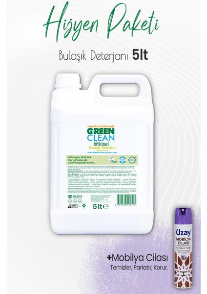 Green Clean Bulaşık Deterjanı Portakal 5 Lt ve Mobilya Cilası Lavanta 300 ml