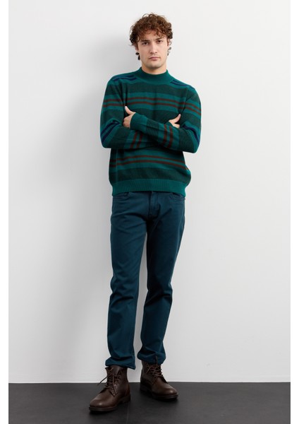 Erkek Yarım Balıkçı Yaka Renkli Çizgili Yün Kazak K.ö.başı fiyatları