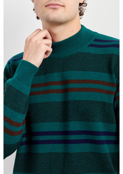 Erkek Yarım Balıkçı Yaka Renkli Çizgili Yün Kazak K.ö.başı indirimleri