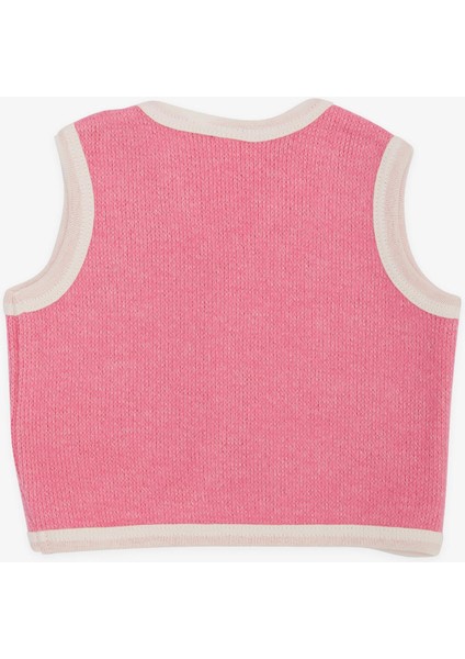 Kız Bebek Yelek Düğmeli 0-9 Ay, Pembe