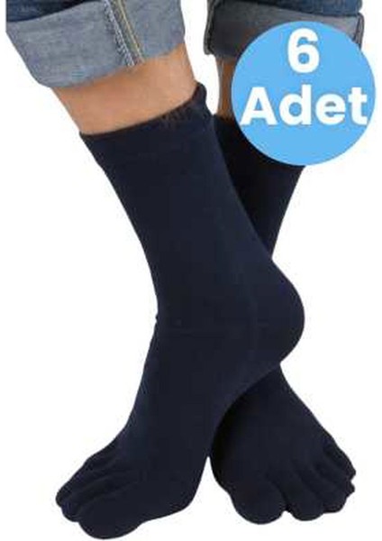 Unisex 6'lı Bambu Mantar Çorabı Parmak Çorap 36-44 Numara