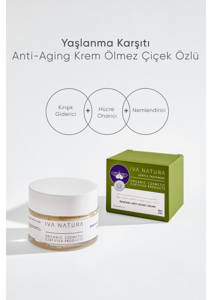 Organik Hyaluronik Asit İçeren Anti-Aging Krem Ölmez Otu Çiçeği Özlü 50 ML