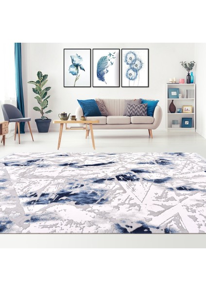 Beyaz Mavi Modern Makine Halısı fiyatları