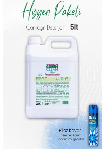 Green Clean Çamaşır Deterjanı Lavanta Yağlı 5 Lt ve Toz Kovar Parfümlü 300 ml