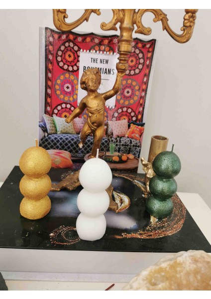 Iv Candles Merry Christmas 3 Adet Karışık Renk Top Mum