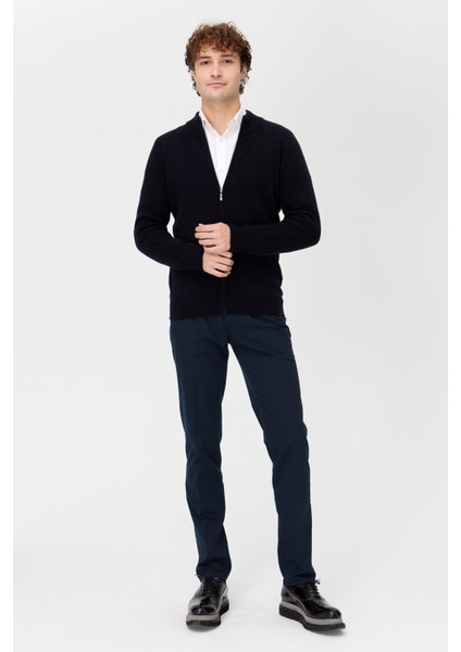 Erkek Hakim Yaka Triko Yün Ceket K.lacivert