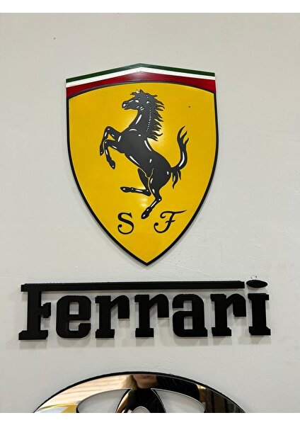 Eha Lazer Ferrari Logo 3D Duvar Dekoru