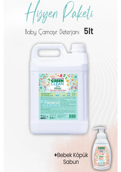 Green Clean Baby Bitkisel Çamaşır Deterjanı Lavanta 5 Lt ve Köpük Sabun Portakal 450 ml