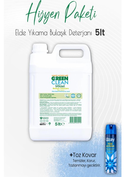 Green Clean Bulaşık Deterjanı Portakal Yağlı 5 Lt ve Toz Kovar Parfümlü 300 ml