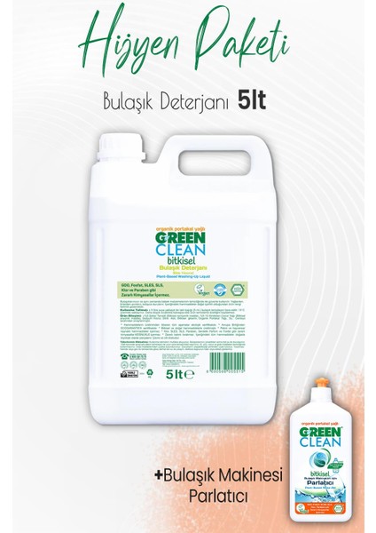 Green Clean Bulaşık Makinesi Parlatıcı Portakal 500 ml ve Bulaşık Deterjanı Portakal 5 Lt