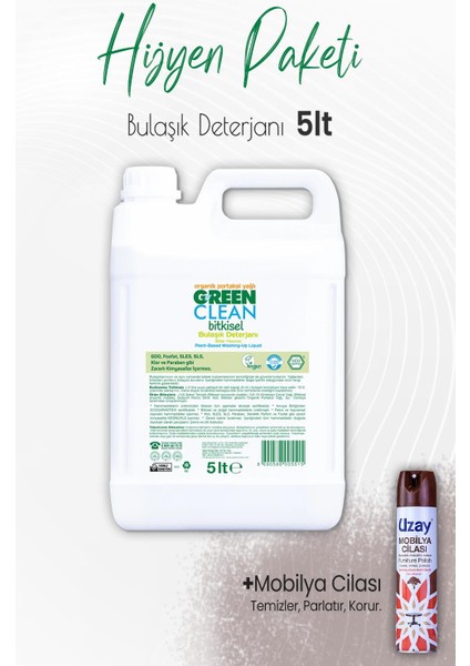 Green Clean Bulaşık Deterjanı Portakal 5 Lt ve Mobilya Cilası Sandalağacı 300 ml