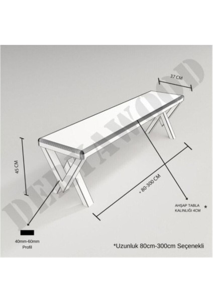 Masif Ahşap Hestia Bank Beyaz Ayak 37*120*45CM