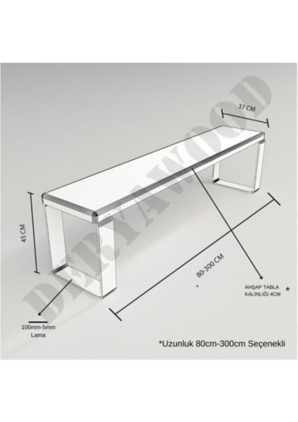 Masif Ahşap Gaia Bank 37*180*45CM
