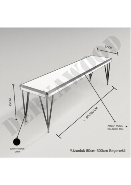 Masif Ahşap Rhea Bank  37*160*45CM