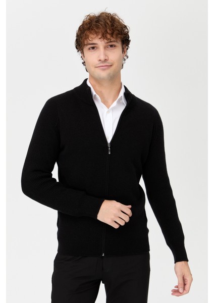 Erkek Hakim Yaka Triko Yün Ceket Siyah fiyatları