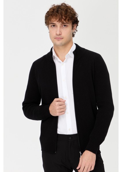 Erkek Hakim Yaka Triko Yün Ceket Siyah fırsatları