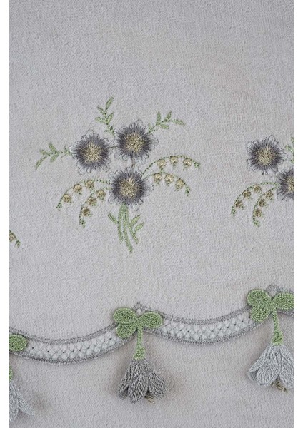 Küpelı Kadıfe Nakıslı Çeyız Havlusu Grı 50X85 fiyatları