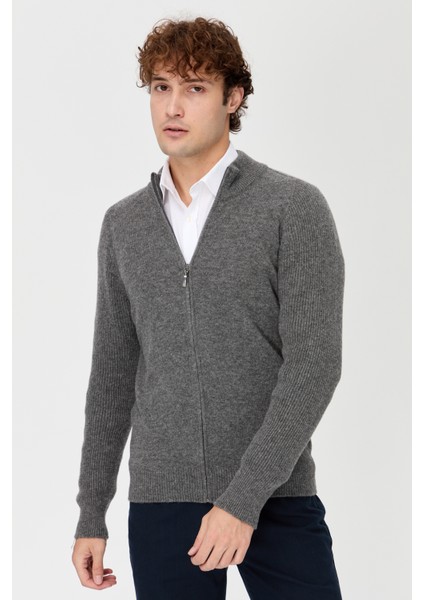 Erkek Hakim Yaka Triko Yün Ceket Füme modelleri