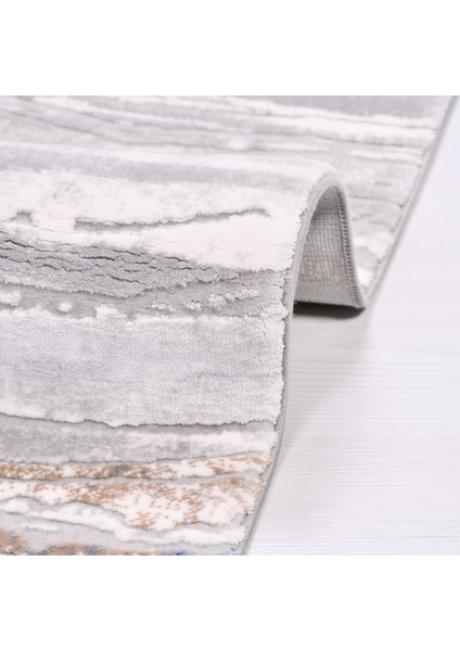 Gri Mavi Modern Makine Halısı