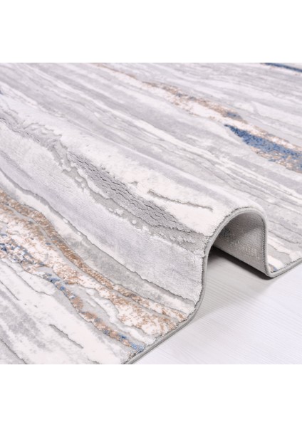 Gri Mavi Modern Makine Halısı