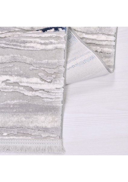 Gri Mavi Modern Makine Halısı