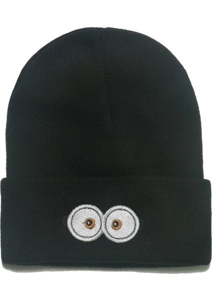 Sonbahar Kış Örme Şapka Sıcak Kayak Şapka Rahat Sevimli Karikatür Gözlük Göz Yün Şapka Beanie (Yurt Dışından)