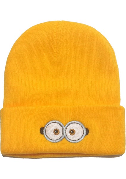 Sonbahar Kış Örme Şapka Sıcak Kayak Şapka Rahat Sevimli Karikatür Gözlük Göz Yün Şapka Beanie (Yurt Dışından)