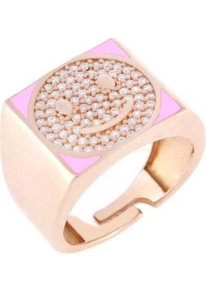 925 Ayar Gümüş Gülen Yüz Kare Yüzük fiyatları