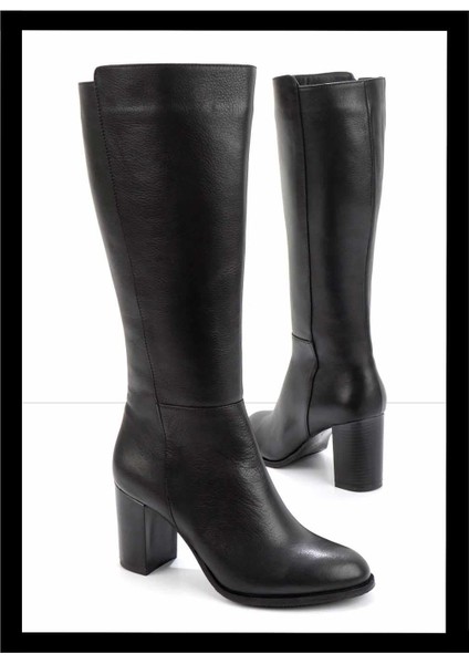 Siyah Hakiki Deri Kadın Çizme K03208072103
