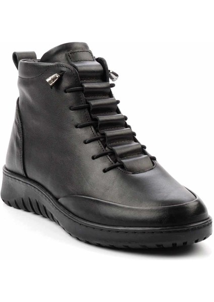 Siyah Hakiki Deri Kadın Bot & Bootie K02331376203 modelleri