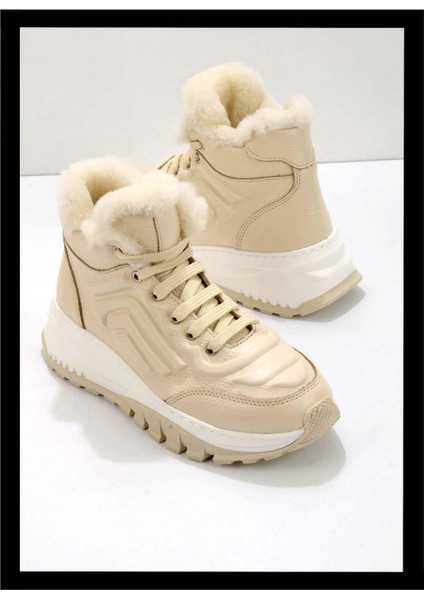 Bej Hakiki Deri Kadın Bot & Bootie K02410060103