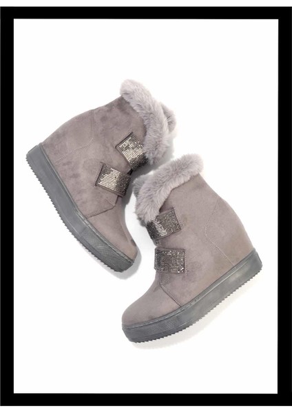 Gri Süet Kadın Bot & Bootie K02566041502