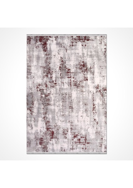 Bordo Gri Modern Makine Halısı