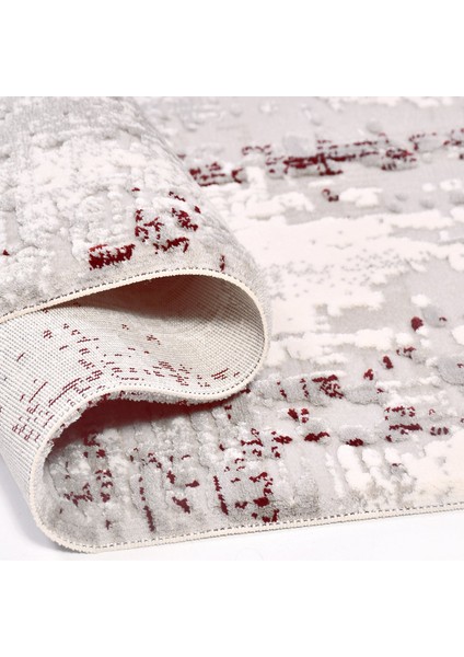 Bordo Gri Modern Makine Halısı
