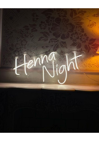 Henna Night Yazılı Neon LED Işıklı Organizasyon Duvar Dekorasyon ÜRÜNÜ(78X79 Cm)