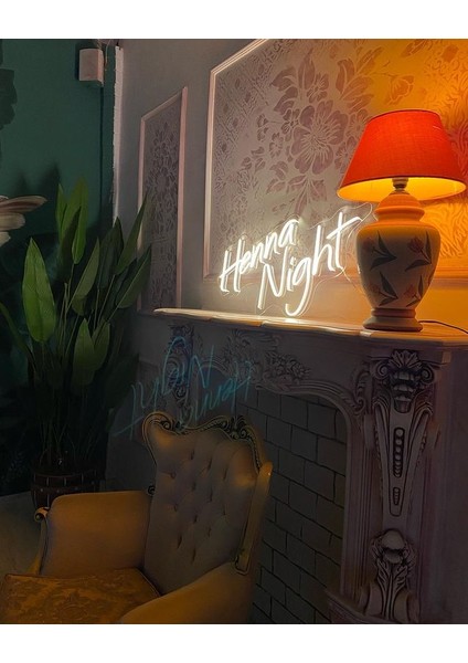 Henna Night Yazılı Neon LED Işıklı Organizasyon Duvar Dekorasyon ÜRÜNÜ(78X79 Cm) modelleri