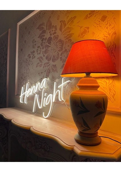 Henna Night Yazılı Neon LED Işıklı Organizasyon Duvar Dekorasyon ÜRÜNÜ(78X79 Cm) indirimleri