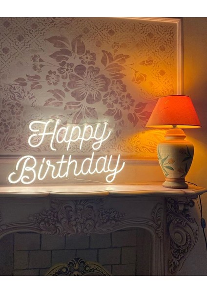 Happy Birthday Yazılı Neon LED Işıklı Organizasyon Duvar Dekorasyon ÜRÜNÜ(78X79 Cm) indirimleri