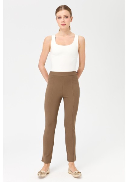 Kadın Nervürlü Tayt Pantolon Camel fiyatları