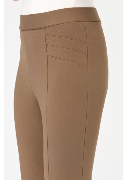 Kadın Nervürlü Tayt Pantolon Camel indirimleri