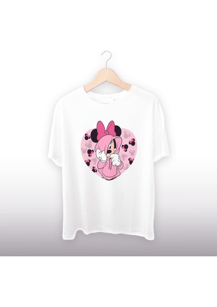 Mouse Pembe Sweat Detaylı Unisex Tişört