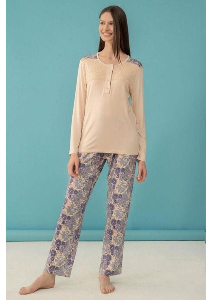 4061 Bayan Uzun Kol Pijama Takımı