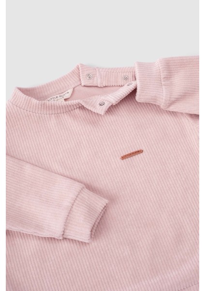 Fitilli Kadife Bebek Eşofman Takımı Pembe fırsatları