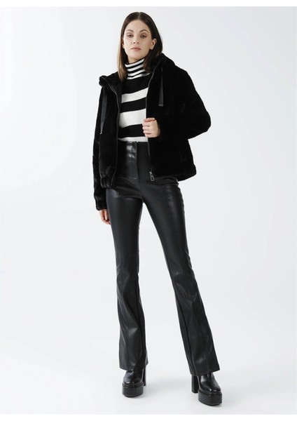 Kadın Ceket Siyah 15260047 Onlvıda Fur Hooded Jacket cc Otw